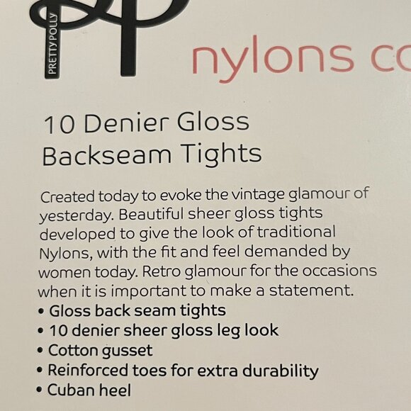 "Pretty Polly" Nylons Gloss Backseam Tights ML Nude Leg Black Backseam New - Picture 9 of 12